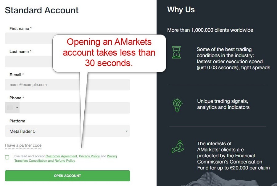 AMarkets Account Opening